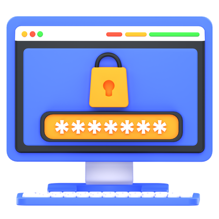 Protección de contraseña de computadora  3D Icon
