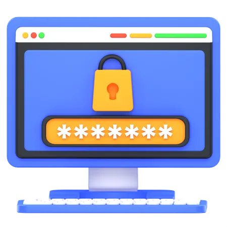 Protección de contraseña de computadora  3D Icon