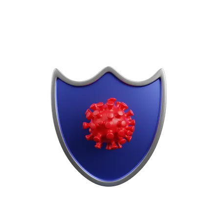 Ilustracion 3 D Del Escudo Conceptual De Seguridad Con Virus Corona 3D Illustration