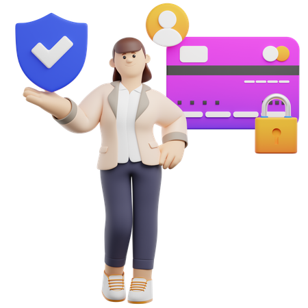 Protección de cuentas bancarias  3D Illustration