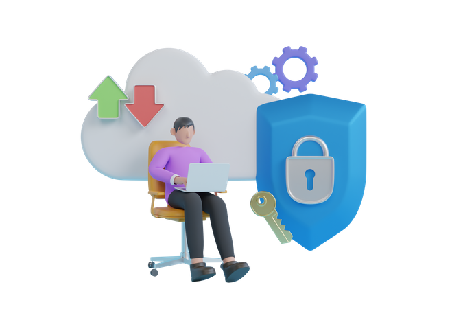 Protección de datos en la nube  3D Icon
