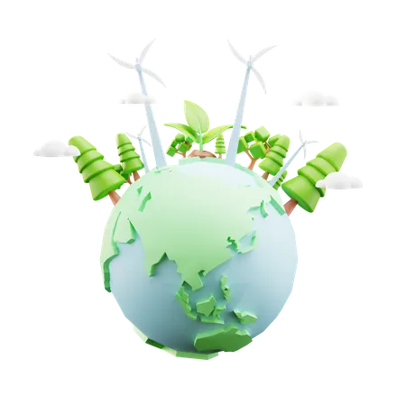 Protect Eco System  3D Illustration