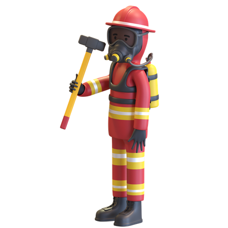 Protection complète des équipements de pompier tenant une masse  3D Icon