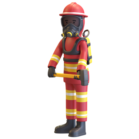 Protection complète des équipements de pompier tenant une masse  3D Icon