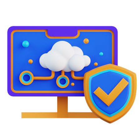 Protection du système informatique en nuage  3D Icon