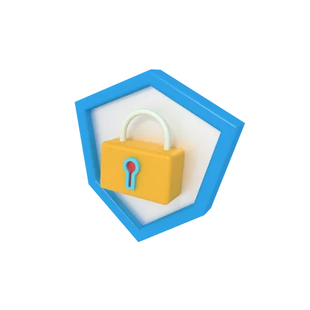 Protection Shield Padlock  3D Icon