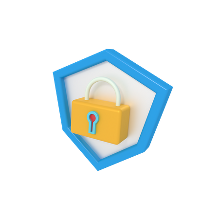 Protection Shield Padlock 3D Icon