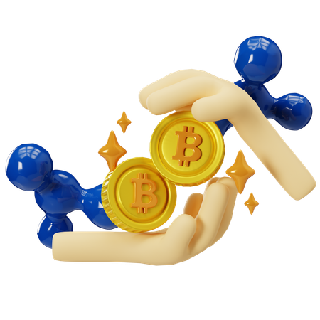 Protegendo transações de Bitcoin: fundamentos do Blockchain  3D Illustration