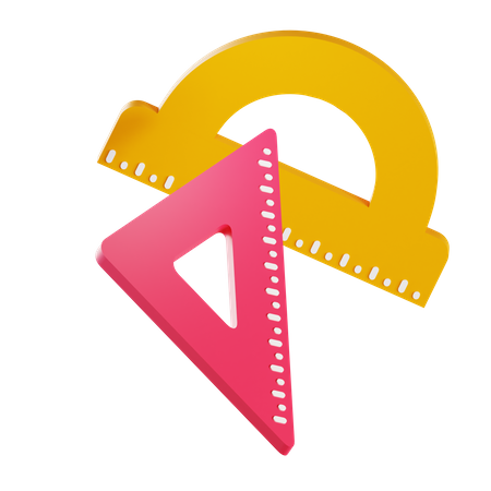 Protractor and set square  3D Icon