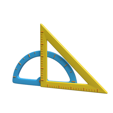 Protractor And Set Square  3D Illustration