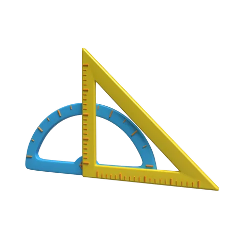 Protractor And Set Square  3D Illustration