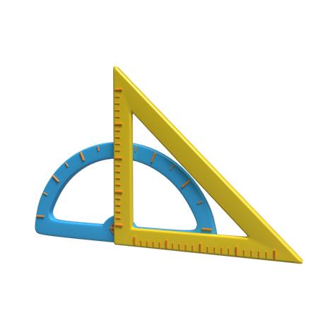 Protractor And Set Square 3D Illustration