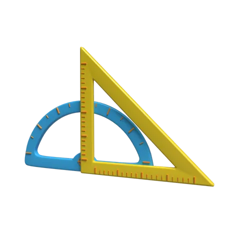Protractor And Set Square 3D Illustration