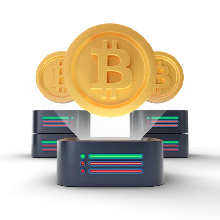 Proyección de bitcoins  3D Illustration