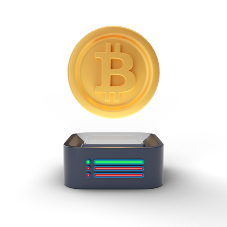 Proyección de bitcoins  3D Illustration