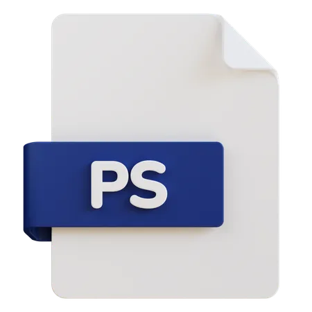 3 D Illustration Of Ps File Extension 3D Icon