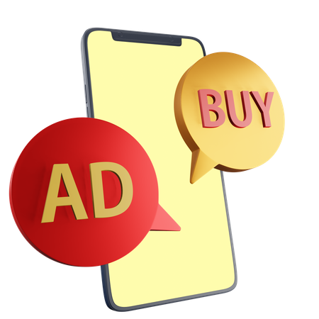 Publicidad móvil y compra.  3D Icon