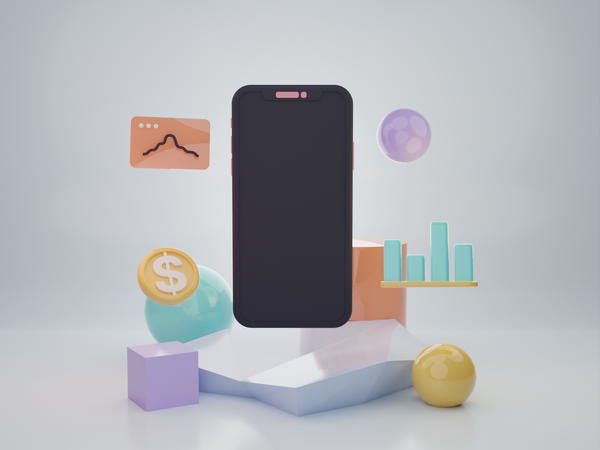 Publicité financière en ligne  3D Illustration