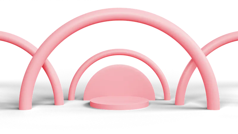 Podium De Rendu 3 D Moderne Avec Porte Circulaire Rose Pour Laffichage Des Produits 3D Icon