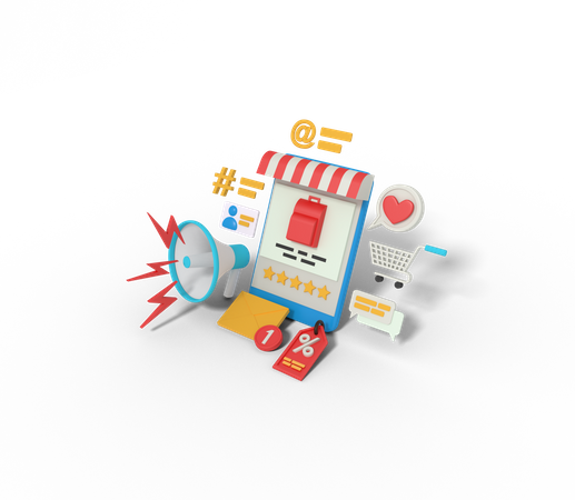 Publicité sur smartphone  3D Icon