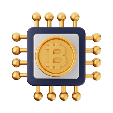Puce Bitcoin  3D Icon