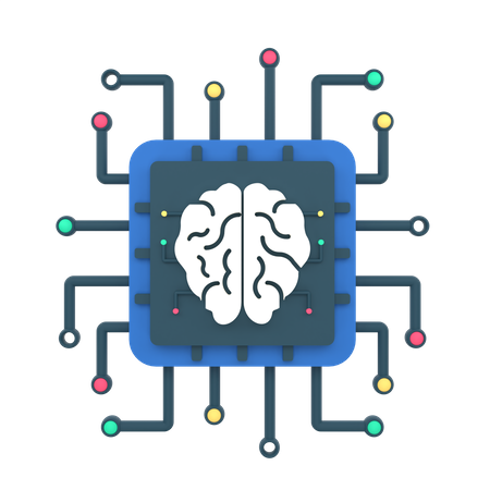 Puce cérébrale d'intelligence artificielle  3D Icon
