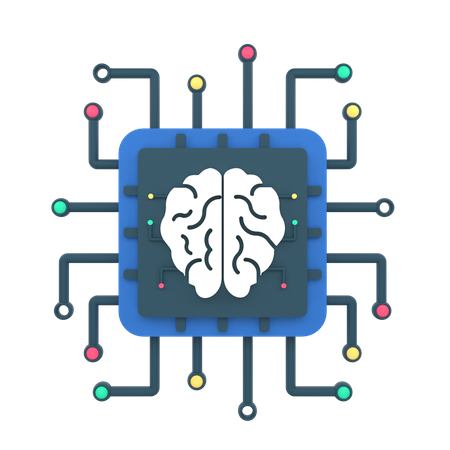 Puce cérébrale d'intelligence artificielle  3D Icon