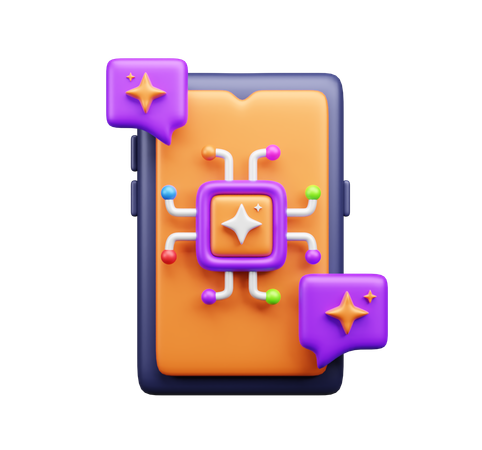 Puce IA en ligne  3D Icon