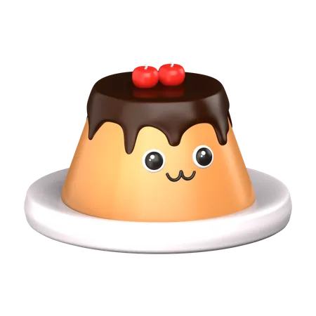 Cute Pudding Smile 3 D Cute Food Icon 3D Icon