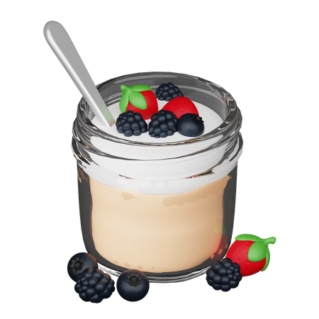 Pudding With Berries  3D Icon