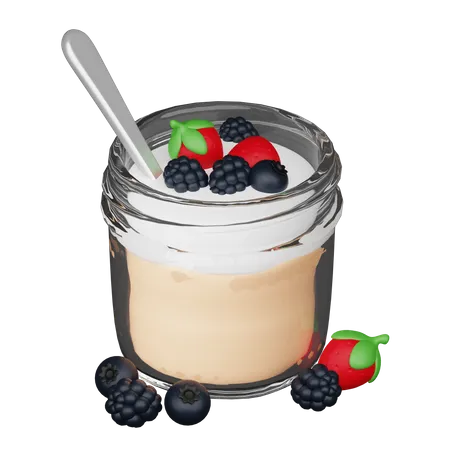 Pudding With Berries  3D Icon