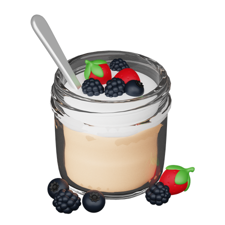Pudding With Berries  3D Icon