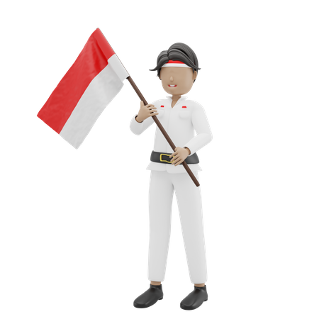 Pueblo indonesio celebrando el Día de la Independencia  3D Illustration