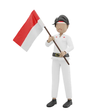 Pueblo indonesio celebrando el Día de la Independencia  3D Illustration