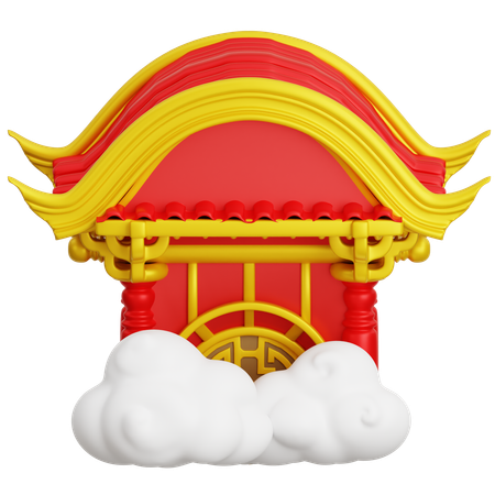 Puerta china con nube  3D Icon