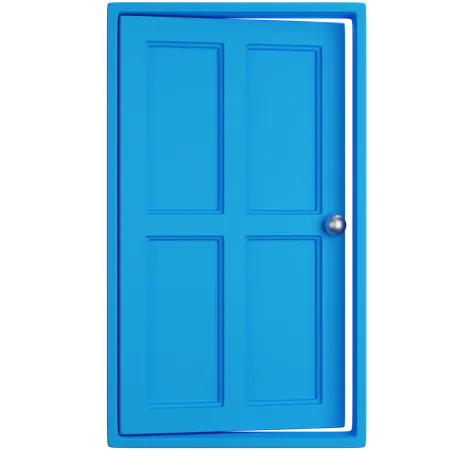 Representacion 3 D Puerta Azul Abierta Aislada 3D Icon