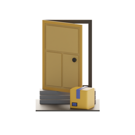 Puerta de casa con caja de paquete  3D Icon