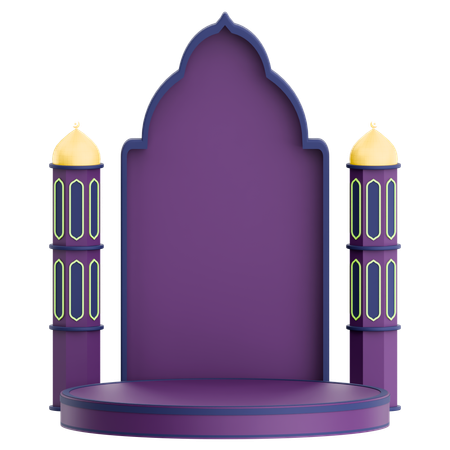 Puerta de la mezquita con podio para celebrar el Ramadán  3D Icon