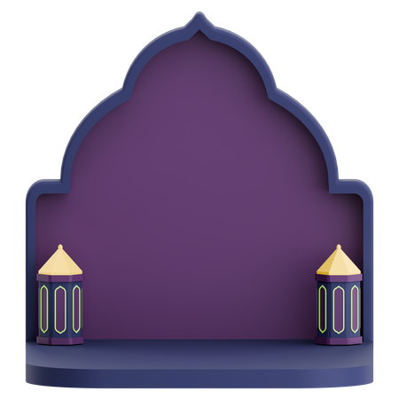 Puerta de la mezquita con podio para la celebración del Ramadán  3D Icon