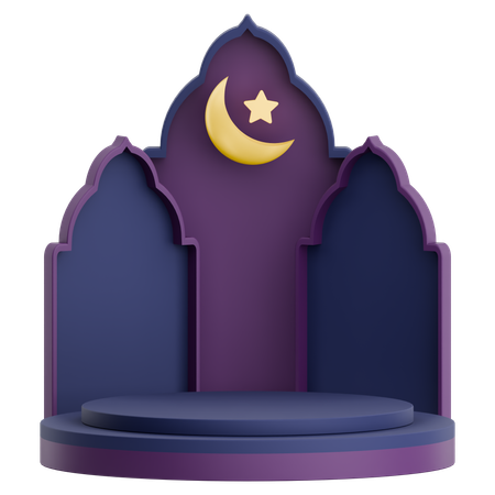 Puerta de la mezquita con podio para la celebración del Ramadán  3D Icon