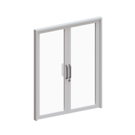 Puerta de vidrio con doble marco  3D Icon