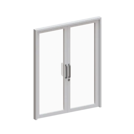 Elemento De Diseno 3 D De Puerta De Vidrio De Doble Marco Adecuado Para Tema Interior 3D Icon