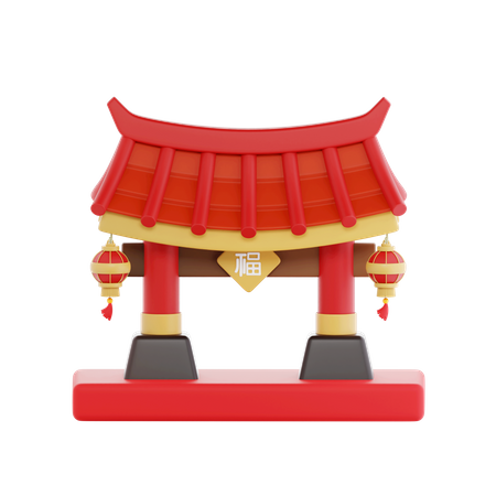 Puerta tradicional china  3D Icon