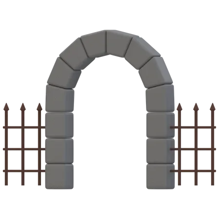 Icono De Halloween De Renderizado 3 D Puertas Al Cementerio 3D Icon