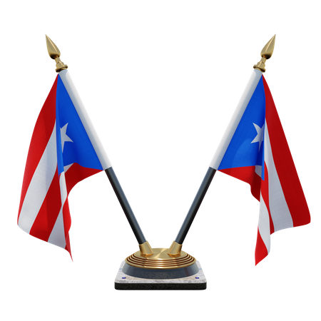 Puerto Rico Doppel-Tischflaggenständer  3D Flag