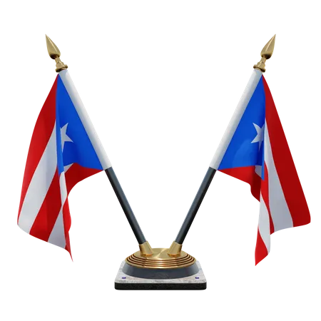 Puerto Rico Doppel-Tischflaggenständer  3D Flag