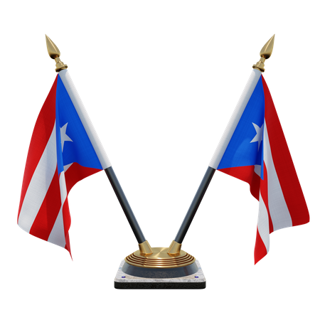 Puerto Rico Double Desk Flag Stand  3D Flag