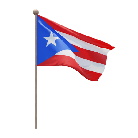 Fahnenmast von Puerto Rico  3D Flag