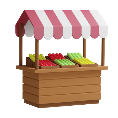Puesto de frutas  3D Illustration