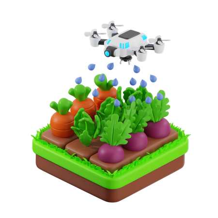 Pulvérisation d'eau par drone agricole  3D Icon
